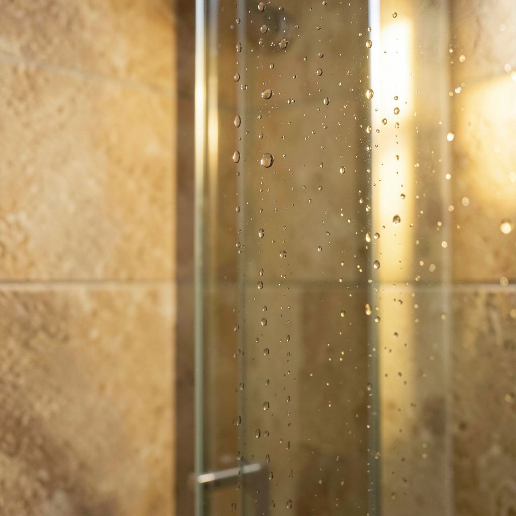 Paroi de douche en verre dépoli dans une salle de bain inspiration déco contemporaine