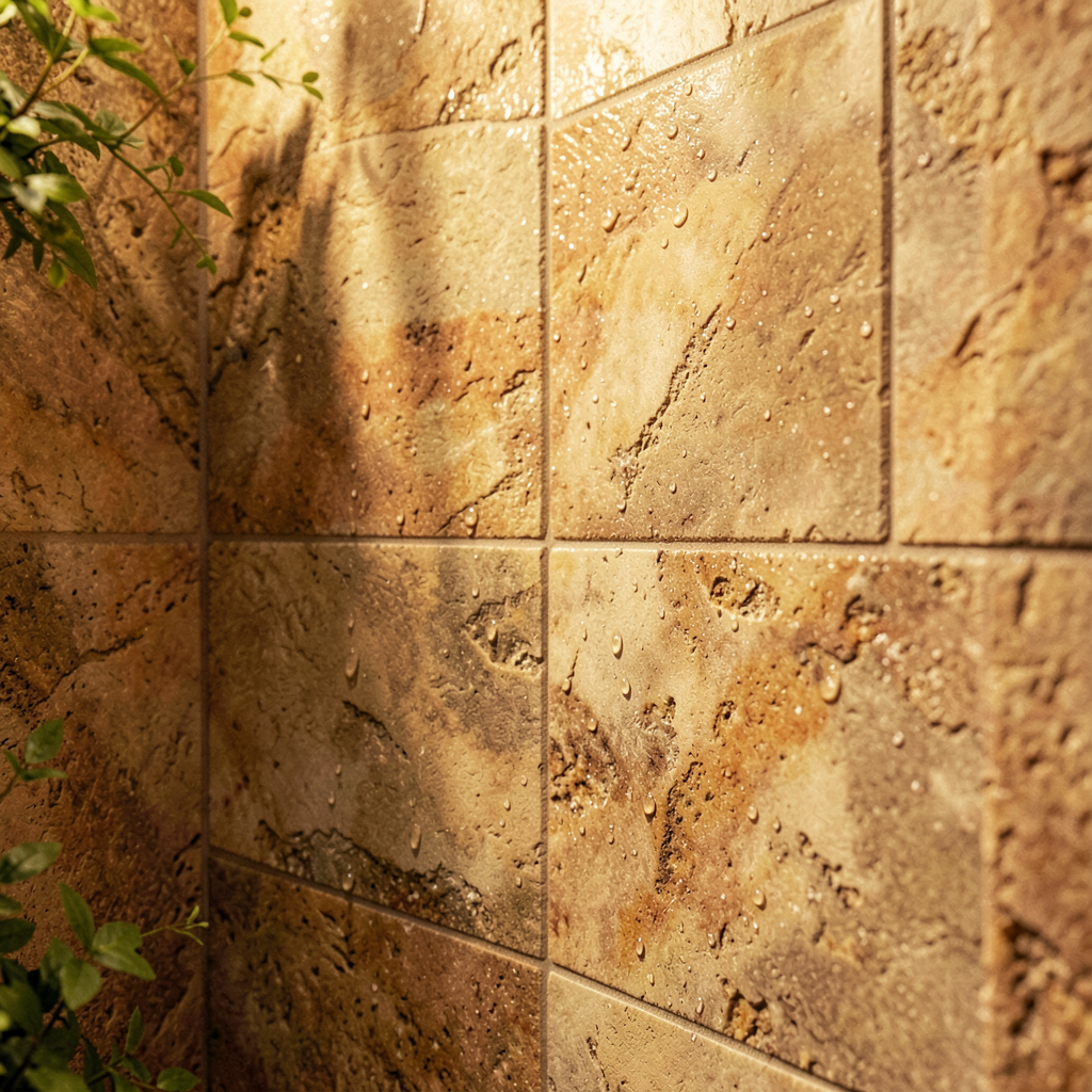 Douche maçonnée à l'italienne avec carrelage gris anthracite, idée déco salle de bain design