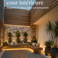 Cour intérieure moderne et accueillante avec une belle décoration de patio.