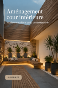 Cour intérieure moderne et accueillante avec une belle décoration de patio.