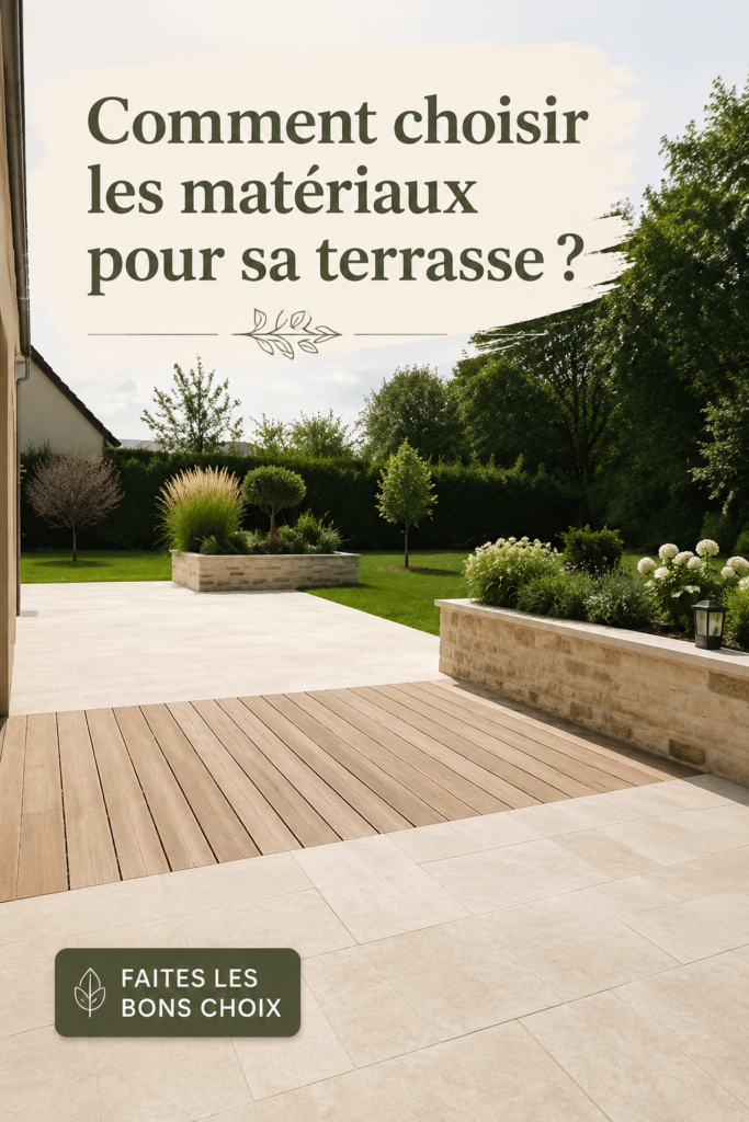 Exemple de terrasse avec des matériaux modernes et chaleureux