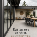 Terrasse en béton moderne avec des meubles d'extérieur attrayants