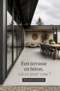 Terrasse en béton moderne avec des meubles d'extérieur attrayants