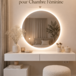 Coiffeuse design élégante avec miroir dans une chambre féminine