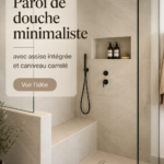 Salle de bain moderne avec douche minimaliste et siège intégré