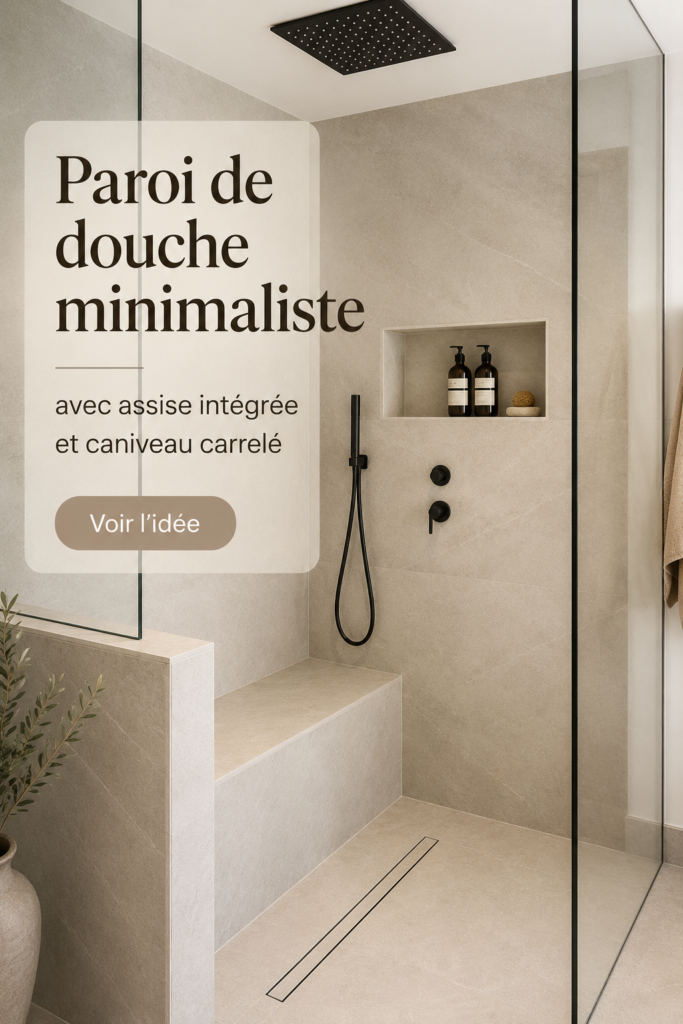 Salle de bain moderne avec douche minimaliste et siège intégré
