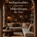 Bibliothèque chaleureuse avec fauteuil et étagères pleines de livres