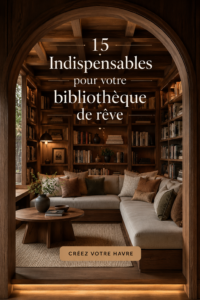 Bibliothèque chaleureuse avec fauteuil et étagères pleines de livres