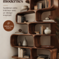 Étagères créatives et modernes dans un intérieur chaleureux