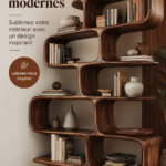 Étagères créatives et modernes dans un intérieur chaleureux