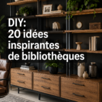 Bibliothèque DIY moderne dans un salon chaleureux