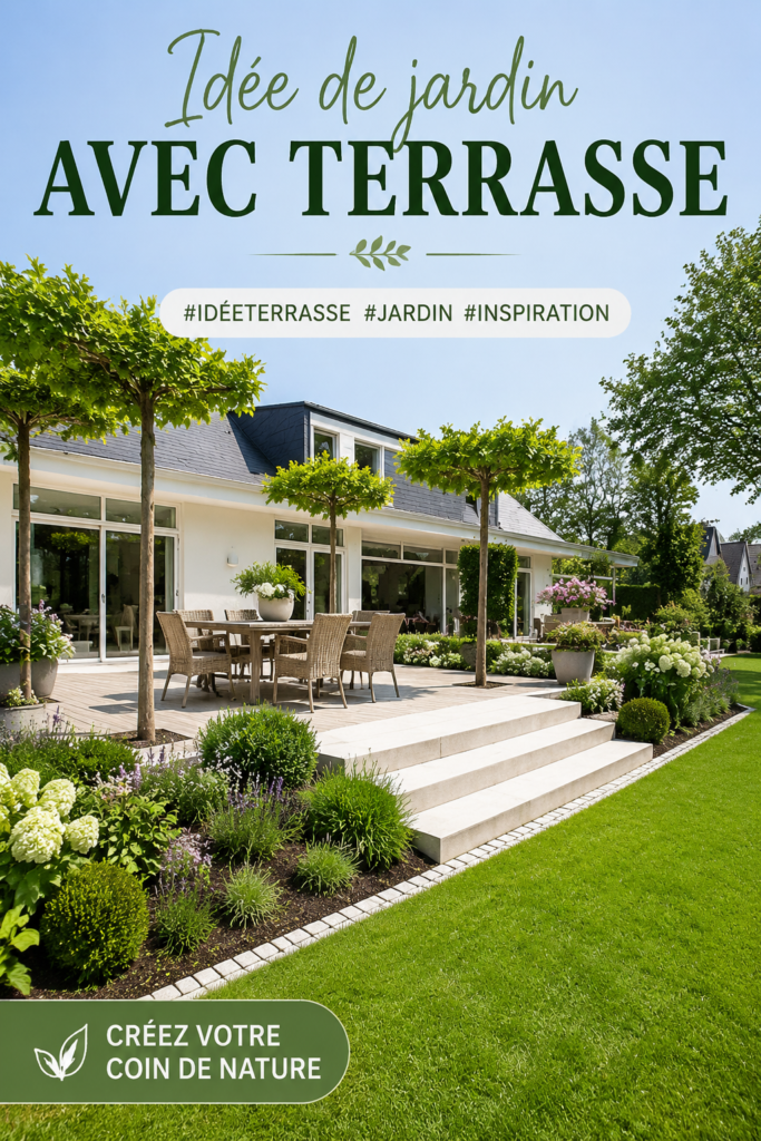 Idée de jardin arrière avec terrasse aménagée