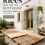 Terrasse aménagée avec des palettes en bois, ambiance chaleureuse et conviviale.
