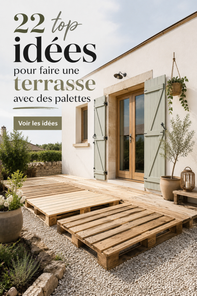 Terrasse aménagée avec des palettes en bois, ambiance chaleureuse et conviviale.