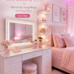 Miroir de courtoisie élégant avec lumières LED, idéal pour le maquillage