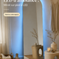 Miroir LED éclairé dans un intérieur moderne, apportant une ambiance chaleureuse.