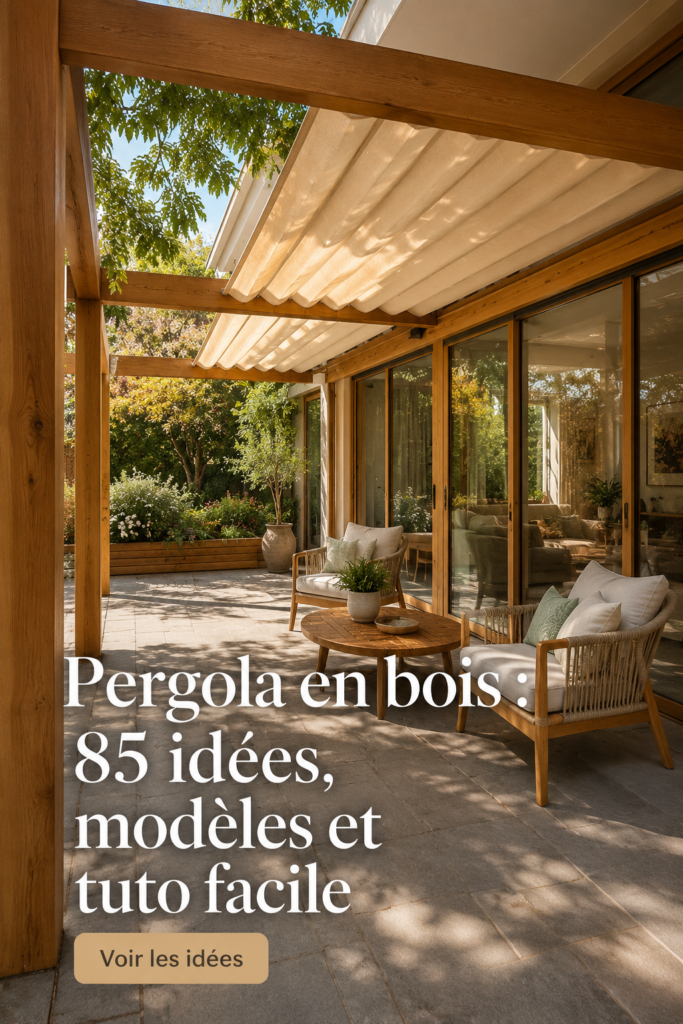 Une belle pergola en bois dans un jardin verdoyant
