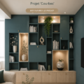 Un intérieur moderne avec des courbes élégantes représentant l'architecture intérieure