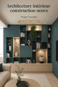 Un intérieur moderne avec des courbes élégantes représentant l'architecture intérieure