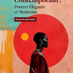 Un poster d'art afro contemporain vibrant et coloré sur un mur moderne.