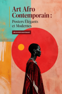 Un poster d'art afro contemporain vibrant et coloré sur un mur moderne.