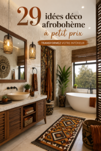 Un intérieur décoré avec des éléments afro-bohème chaleureux et colorés.