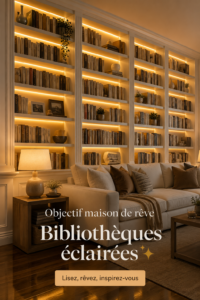 Bibliothèque chaleureuse avec des livres bien rangés et une décoration conviviale