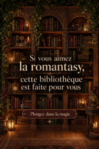 Une bibliothèque romantique avec des ouvrages variés et une décoration douce.