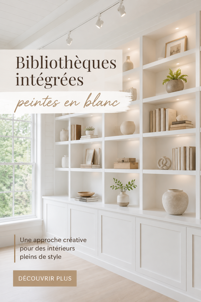 Bibliothèque intégrée peinte en bleu clair dans un salon moderne, ajoutant du style et du rangement.