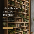 Une bibliothèque murale élégante dans un salon moderne, démontrant style et fonctionnalité.