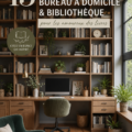 Bureau à domicile avec une belle bibliothèque intégrée, créez un espace de travail inspirant.