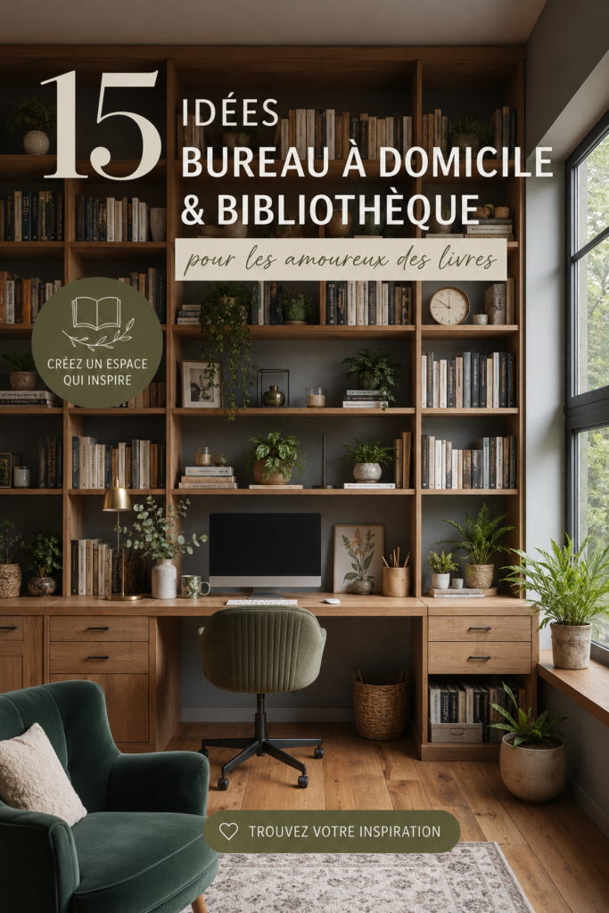 Bureau à domicile avec une belle bibliothèque intégrée, créez un espace de travail inspirant.