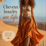 Femme avec des cheveux bouclés et stylés, sourire et confiance