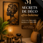 Intérieur chic avec éléments de décoration afro-hémienne et couleurs chaleureuses