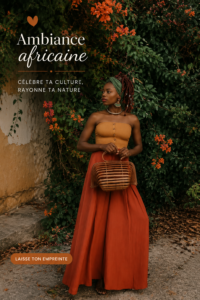 Intérieur avec une décoration inspirée de l'Afrique, mettant en avant des couleurs vibrantes et des motifs traditionnels.