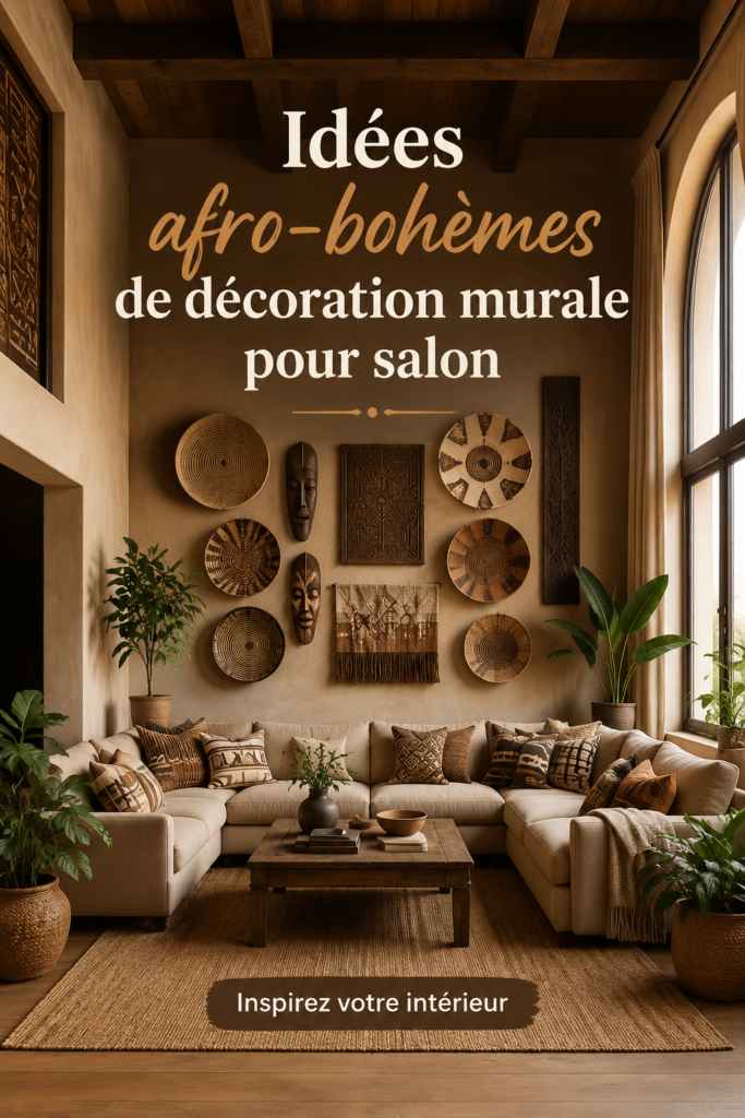 Décoration murale afro-héritage chaleureuse dans un salon moderne
