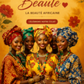 Femme utilisant des produits de beauté africains dans un cadre naturel