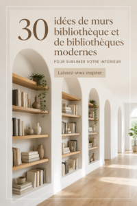Une bibliothèque moderne en bois noir dans un salon contemporain.