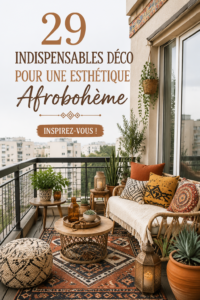 Un salon décoré dans un style afro-hybride avec des pièces colorées et accueillantes.