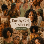 Femme portant une tenue inspirée de l'esthétique Earthy Girl avec des couleurs naturelles.