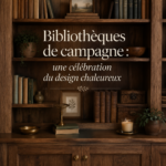 Étagères cottage en bois avec des livres et des décorations confortables