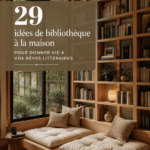 Une belle bibliothèque à domicile avec des livres et une décoration chaleureuse.