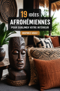Une pièce décorée dans un style afro-hémien avec des motifs colorés et naturels.