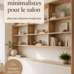 Salon minimaliste moderne avec des couleurs apaisantes et des meubles en bois