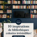 Un salon avec une bibliothèque colorée et chaleureuse, créant un espace accueillant.