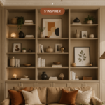 Salon moderne avec des touches chaleureuses et déco inspirante
