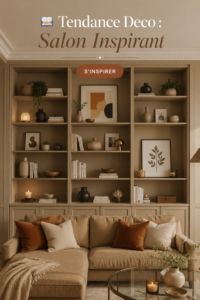 Salon moderne avec des touches chaleureuses et déco inspirante