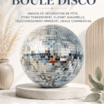 Boule disco colorée sur fond transparent, idéale pour des décorations de fête.