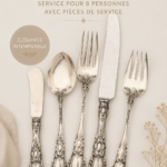 Service de couverts en argent vintage sur une table élégamment dressée
