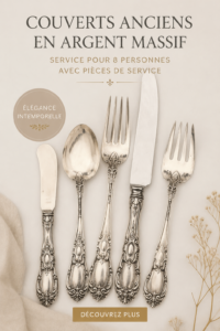 Service de couverts en argent vintage sur une table élégamment dressée